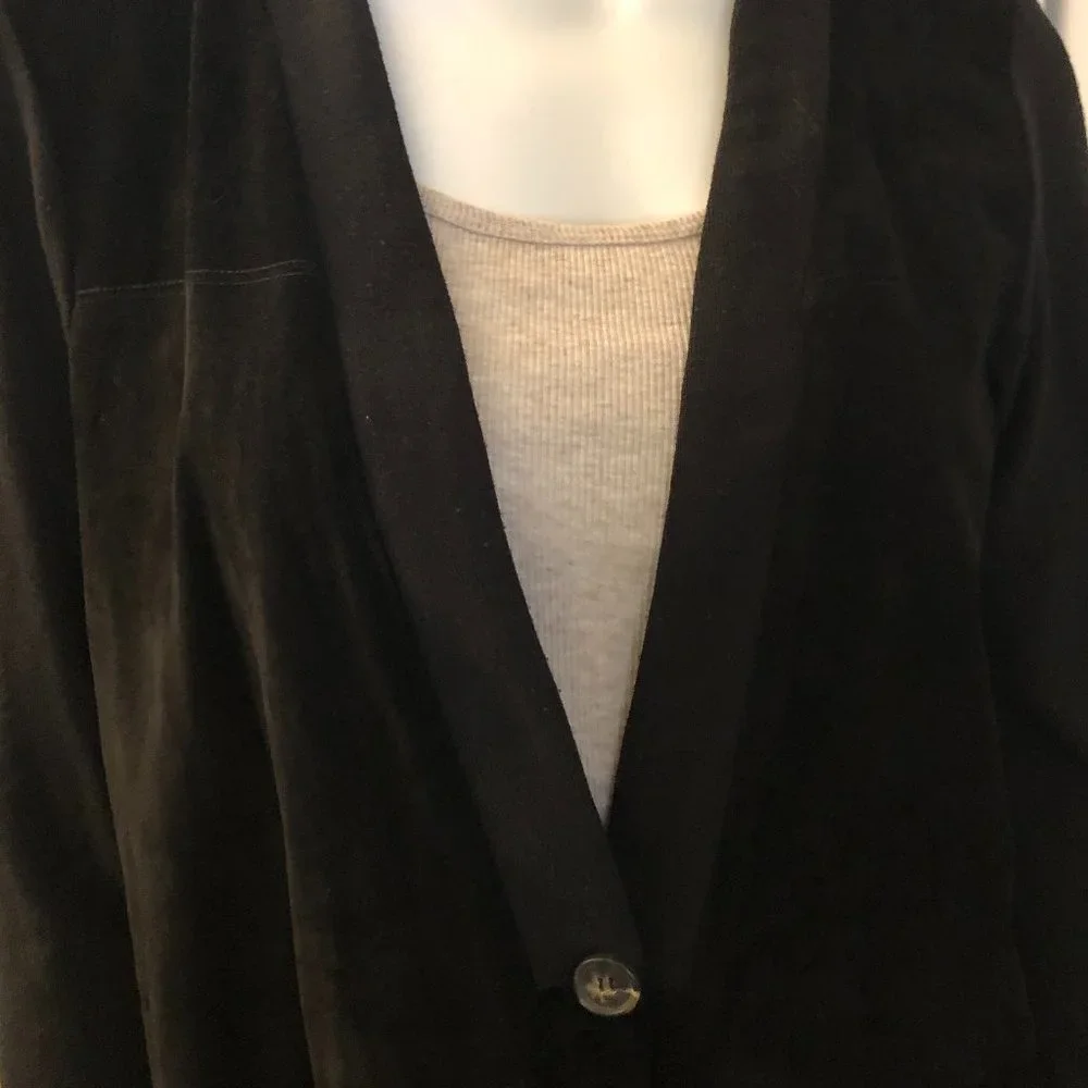 Ecru Suede + Knit V Neck Cardigan / Jacket